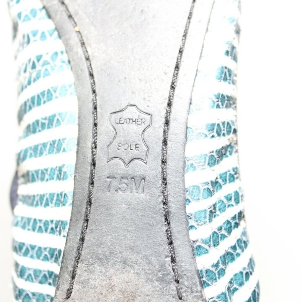 Tory Burch Caroline 2 Striped Ballet Flats Navy White Gold Shoes Size 7.5 H13069 - Picture 7 of 11